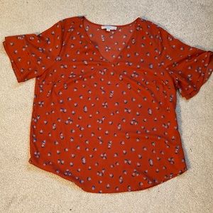 Fall flutter sleeve blouse